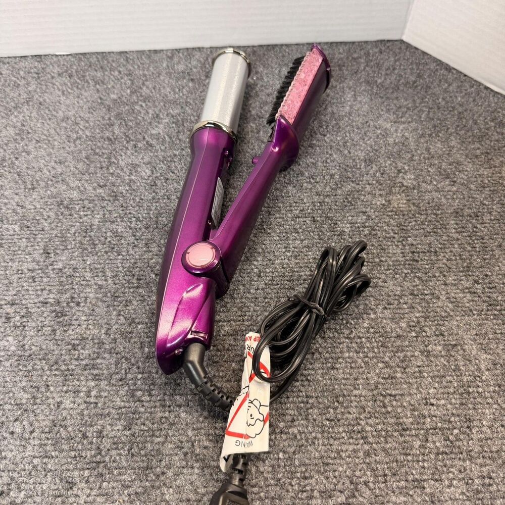 InStyler Rotating Curling Iron Purple Hair Brush Heat Settings Women Electric
